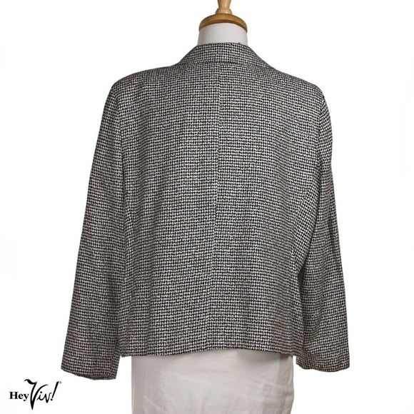 Vintage Plaza South Black White Herringbone Jacket w Black Insets WP16 - Hey Viv - Picture 3 of 6